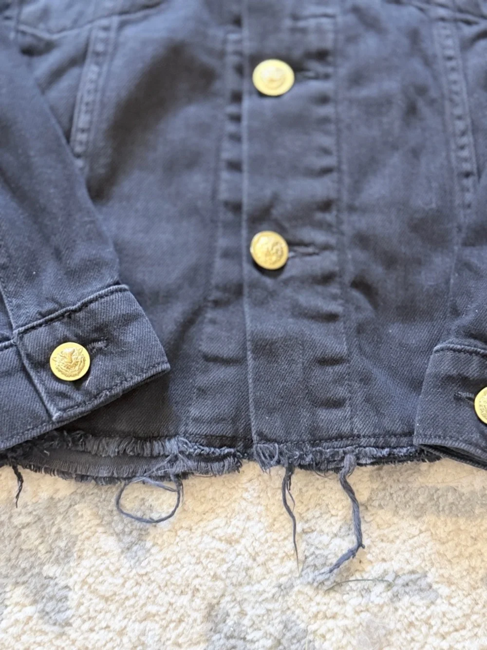 Aviator Nation NEED FOR SPEED OVERSIZED CROP DENIM JACKET - VINTAGE BLACK - Picture 6 of 9